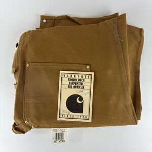 Carhartt Double Knee Carpenter Bib Overalls Nail Apron Mens 40x30 66FB NWT USA
